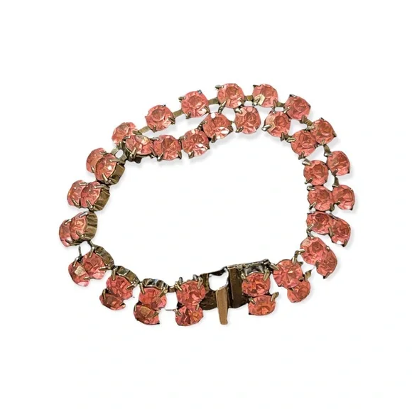 Vintage pink crystal bracelet - Picture 6 of 7